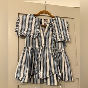 Size XS Damson Madder Top in Blue and White Stripes